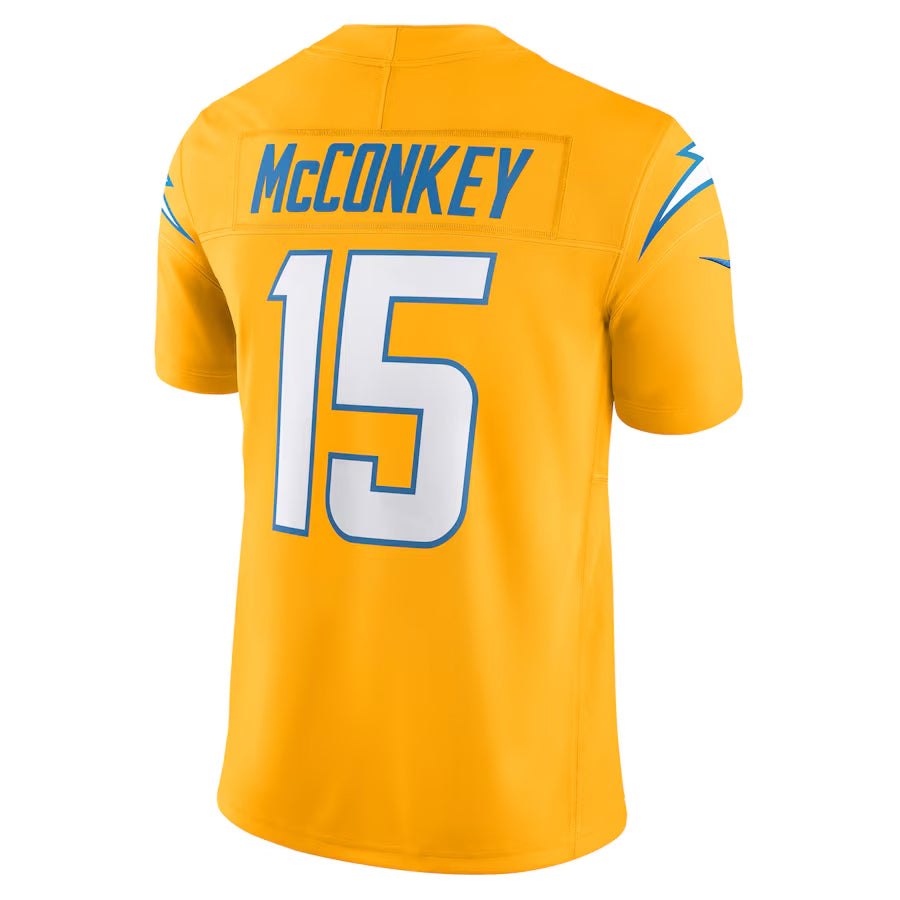Johmsee LA.Chargers #15 Ladd McConkey Gold Vapor F.U.S.E. Limited Stitched Jerseys