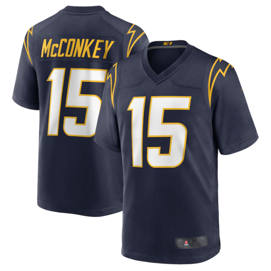 Johmsee LA.Chargers #15 Ladd McConkey Navy Game Jersey Stitched Jerseys