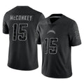 Johmsee LA.Chargers #15 Ladd McConkey Player Black Limited Reflective Home Game Stitched Jerseys