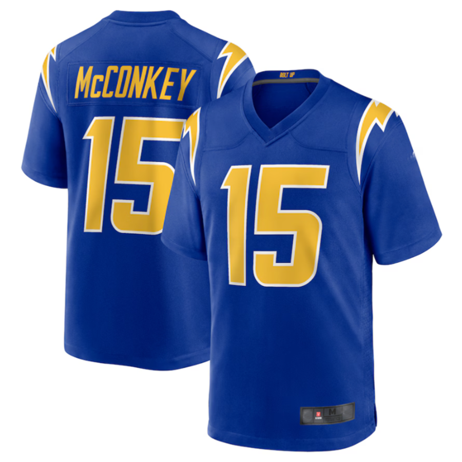 Johmsee LA.Chargers #15 Ladd McConkey Royal Game Jersey Stitched Jerseys