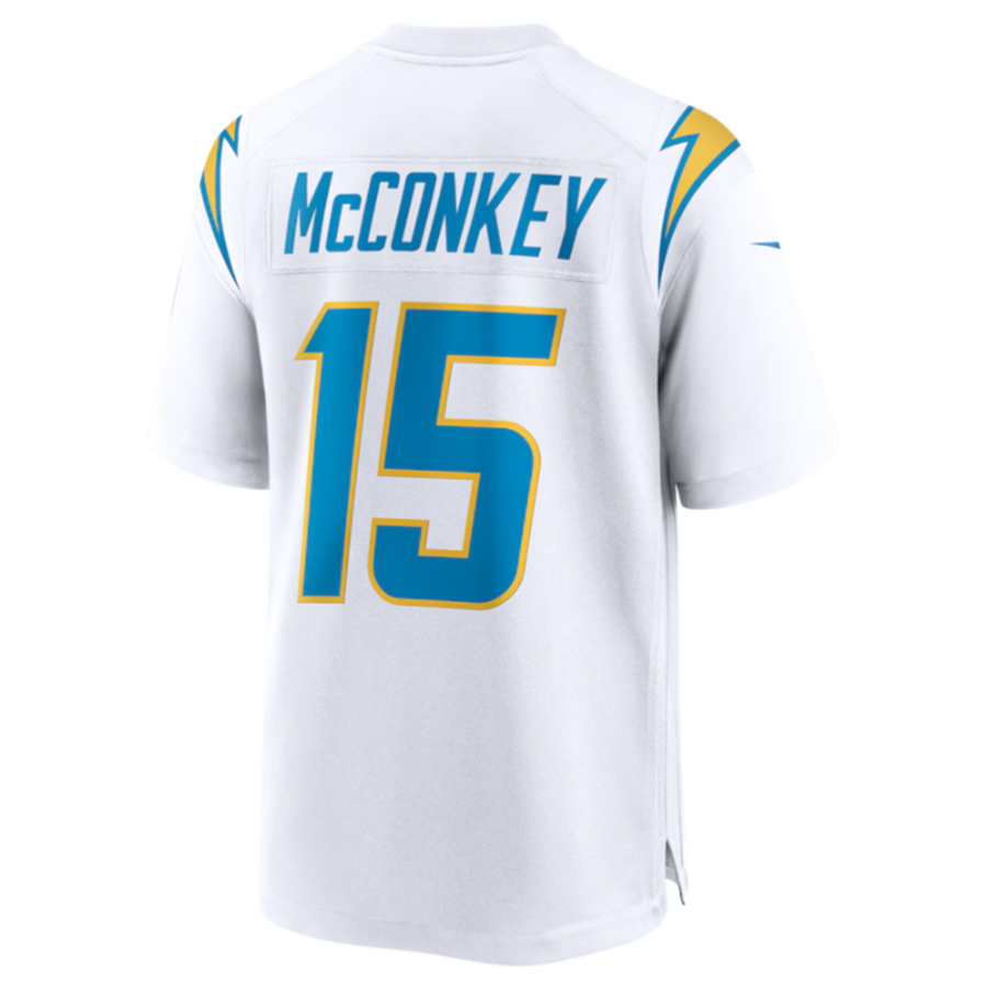 Johmsee LA.Chargers #15 Ladd McConkey White Game Jersey Stitched Jersey