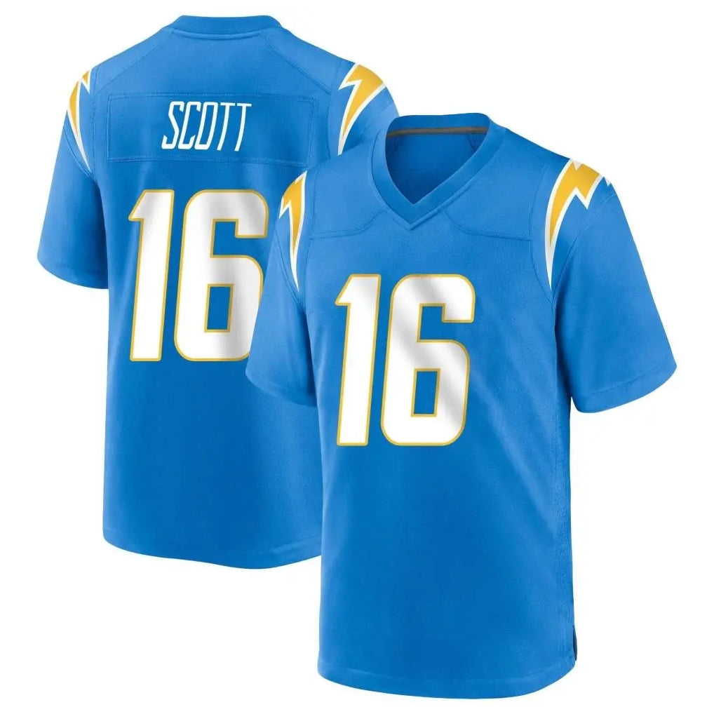 Johmsee LA.Chargers #16 J.K. Scott Player Blue Home Game Stitched Jerseys