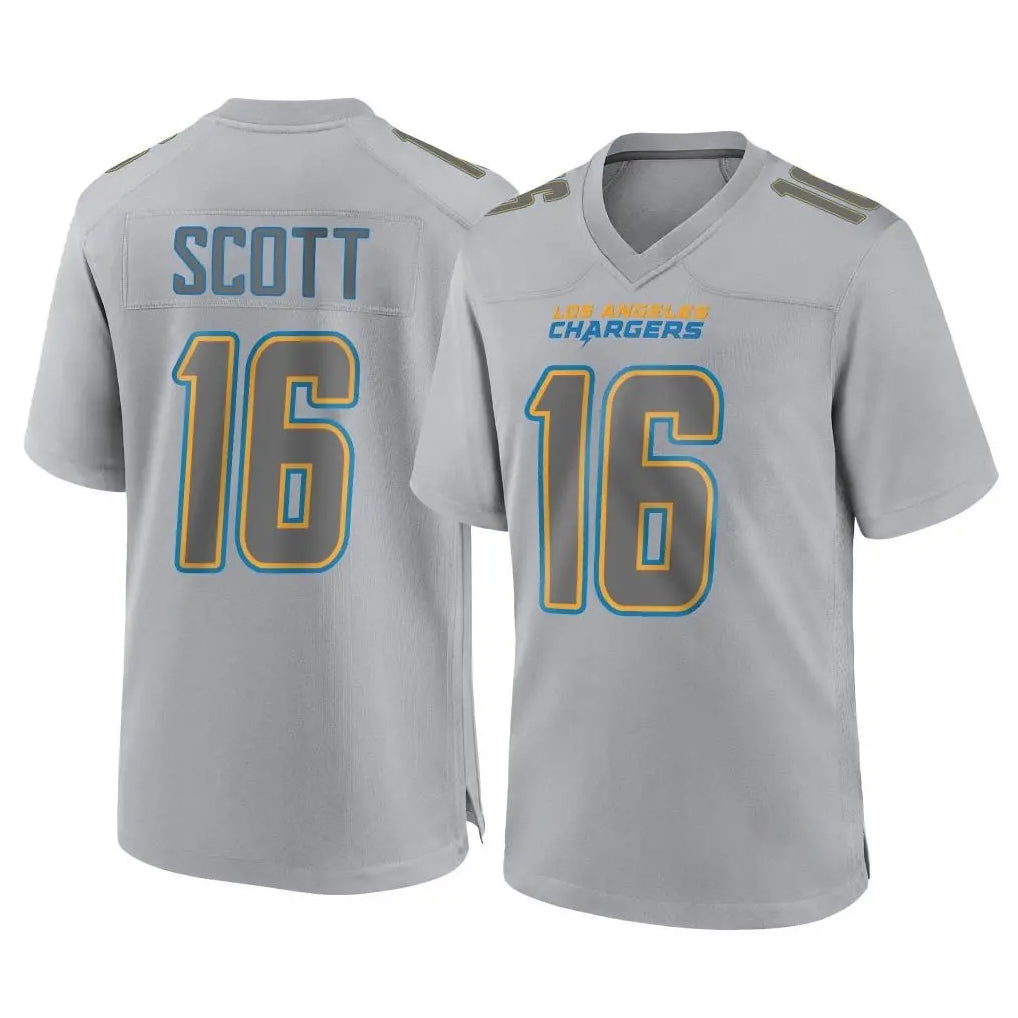 Tocy LA.Chargers #16 J.K. Scott Player Gray Atmosphere Fashion Home Game Stitched Jerseys