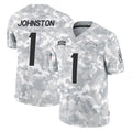 Tocy LA.Chargers #1 Quentin Johnston Player Arctic Camo Salute To Service Limited Game Stitched Jerseys
