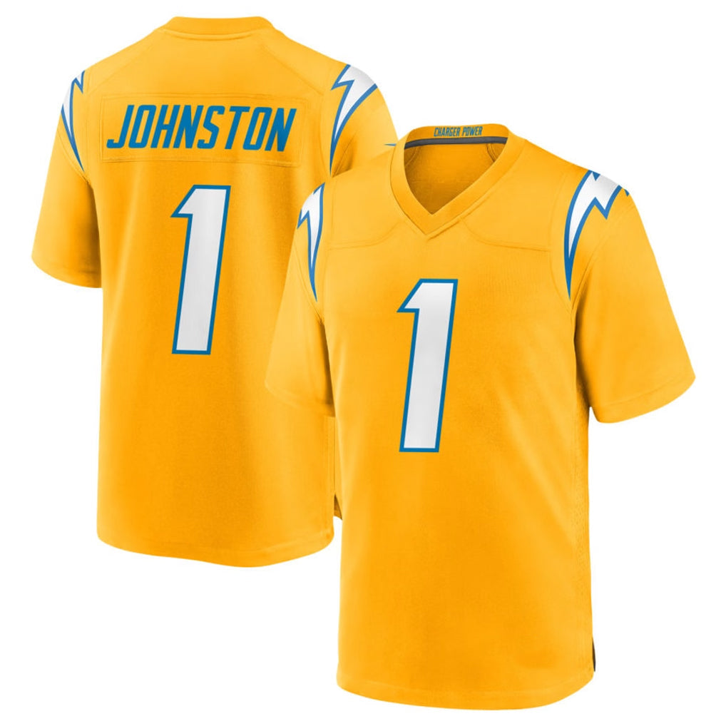 Johmsee LA.Chargers #1 Quentin Johnston Player Gold Home Game Stitched Jerseys