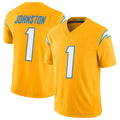 Johmsee LA.Chargers #1 Quentin Johnston Player Gold Limited Vapor F.U.S.E. Home Game Stitched Jerseys