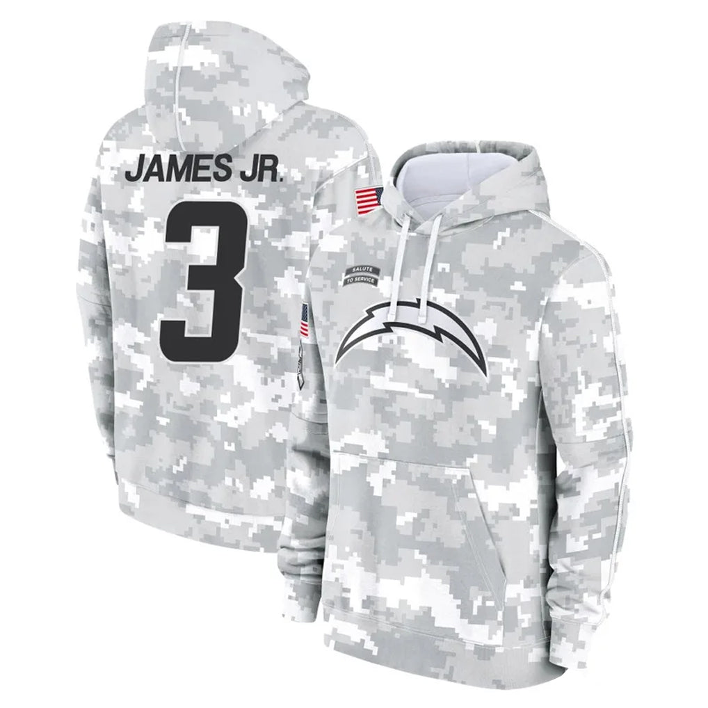 Johmsee LA.Chargers #3 Derwin James Jr. Player Arctic Camo Salute to Service Hoodies Limited Game Stitched Jerseys