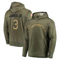 Johmsee LA.Chargers #3 Derwin James Jr. Player Olive Salute to Service Pullover Hoodies Home Game Stitched Jerseys