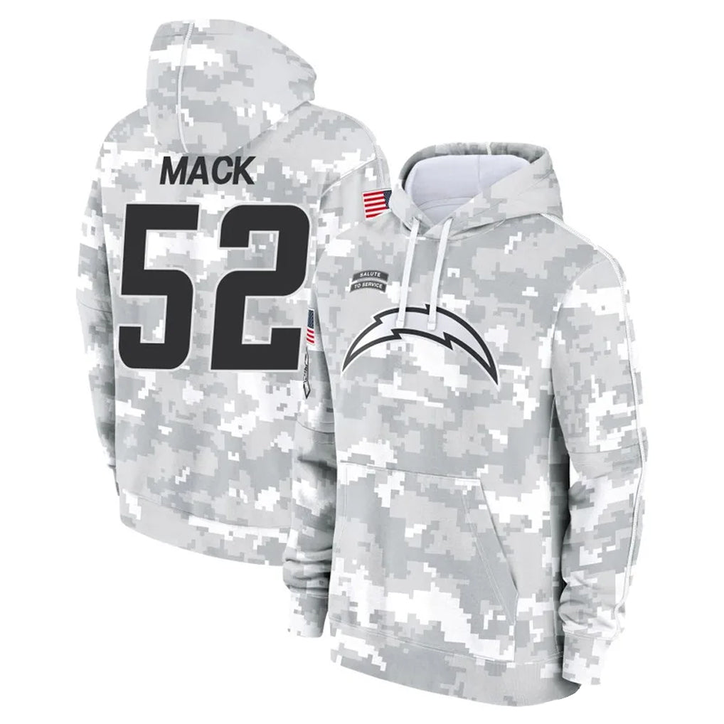 Johmsee LA.Chargers #52 Khalil Mack Player Arctic Camo Salute to Service Hoodies Game Stitched Jerseys