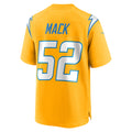 Johmsee LA.Chargers #52 Khalil Mack Player Gold Home Game Stitched Jerseys