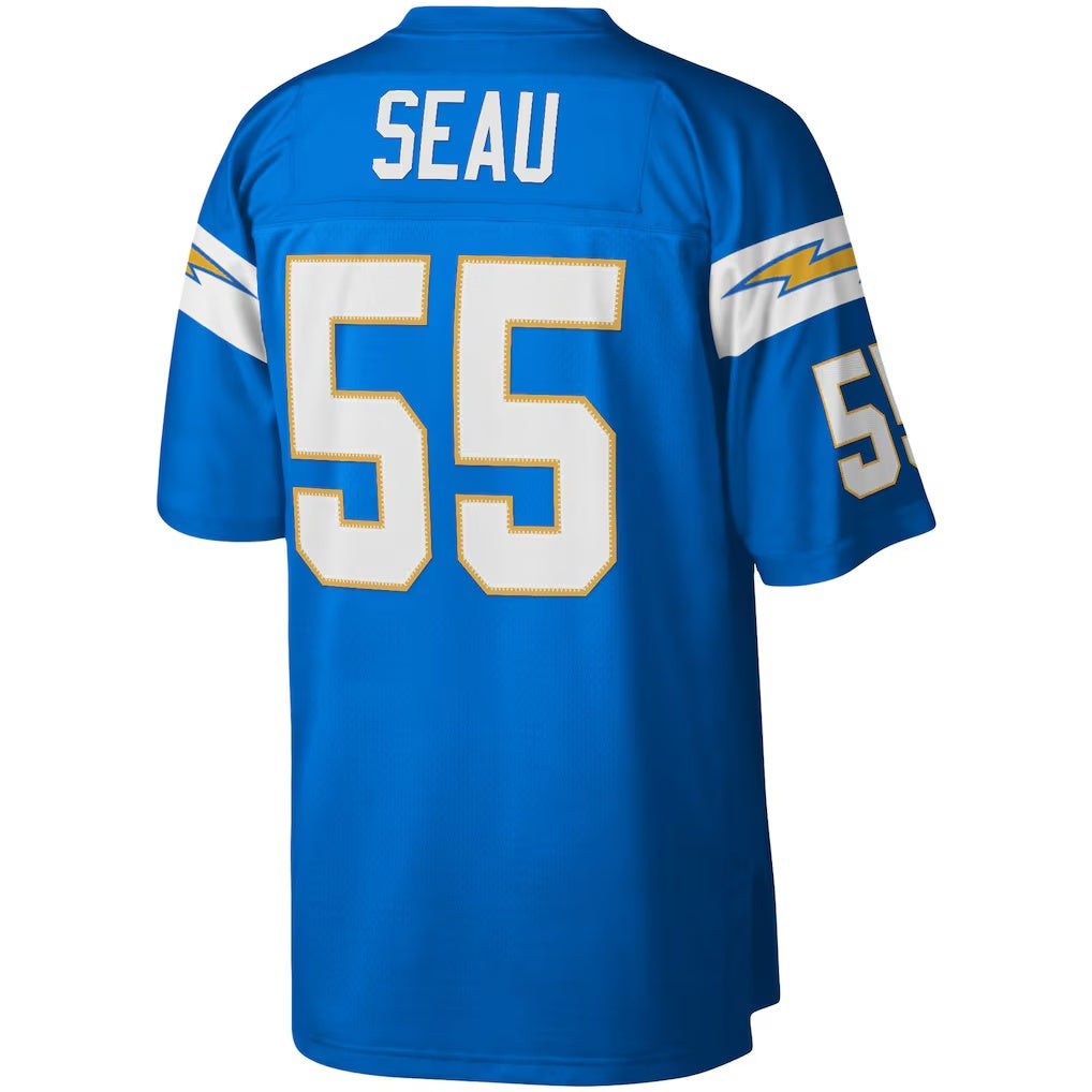 Johmsee LA.Chargers #55 Junior Seau Mitchell & Ness Powder Blue Legacy Replica Stitched Jerseys