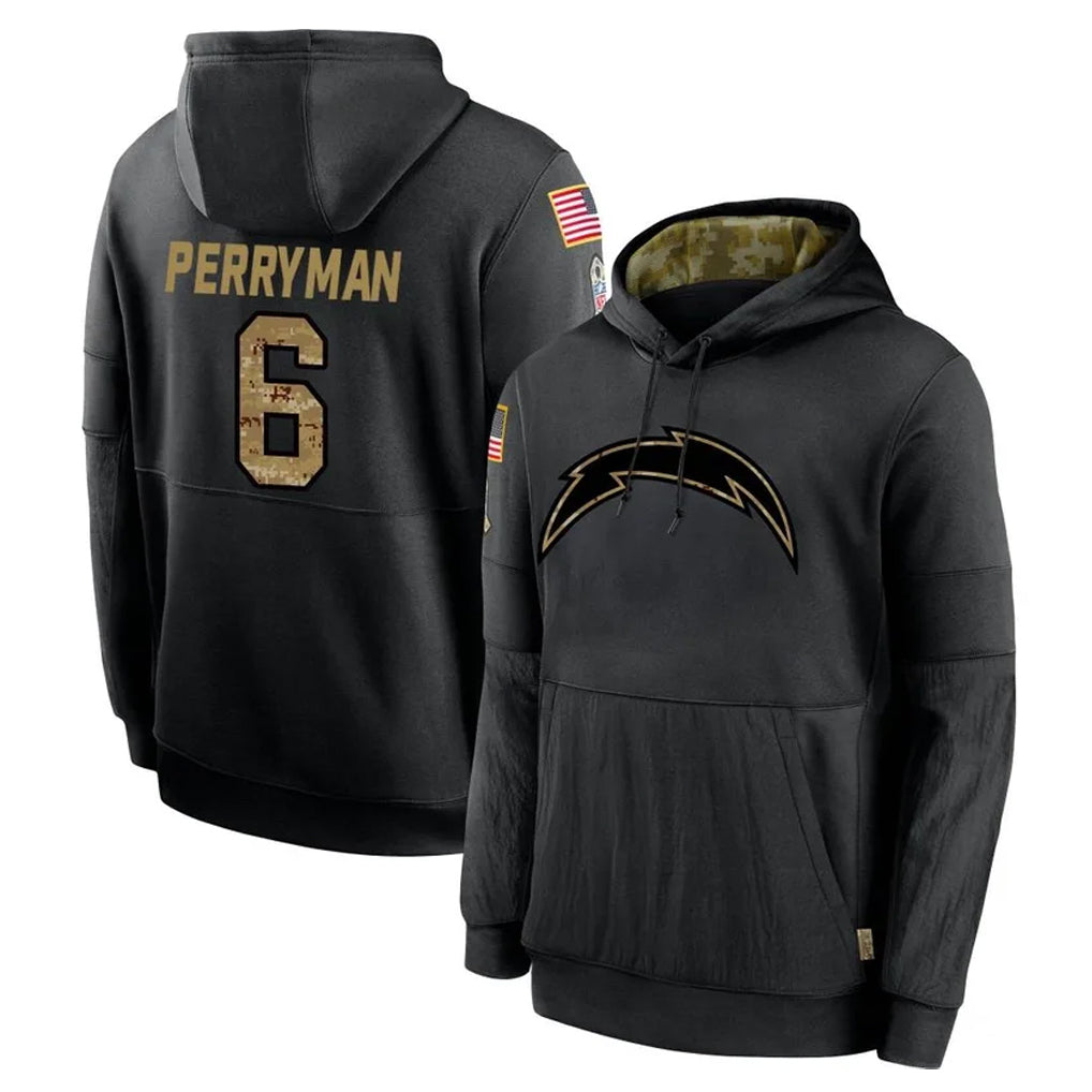 Tocy LA.Chargers #6 Denzel Perryman Player Black Salute to Service Hoodies Limited Game Stitched Jerseys