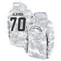 Johmsee LA.Chargers #70 Rashawn Slater Player Arctic Camo Salute to Service Hoodies Limited Game Stitched Jerseys