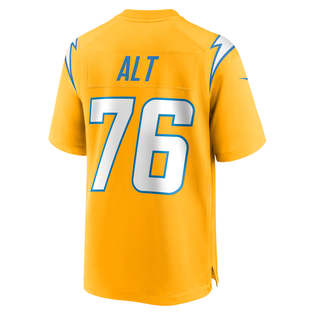 Johmsee LA.Chargers #76 Joe Alt Gold Alternate Charger Power Game Player Stitched Jerseys