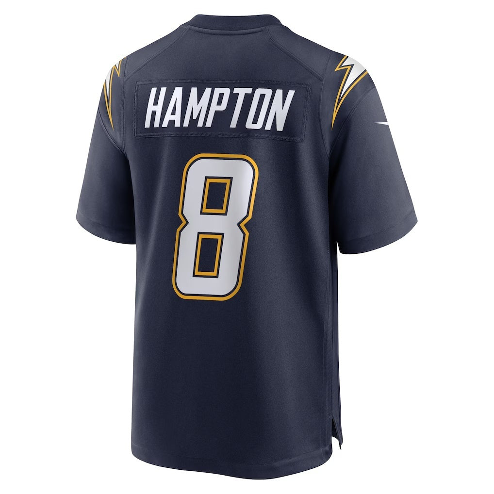 Johmsee LA.Chargers #8 Omarion Hampton Navy Alternate Super Chargers Game Player Stitched Jerseys