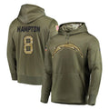 Johmsee LA.Chargers #8 Omarion Hampton Player Olive Salute to Service Pullover Hoodies Home Game Stitched Jerseys