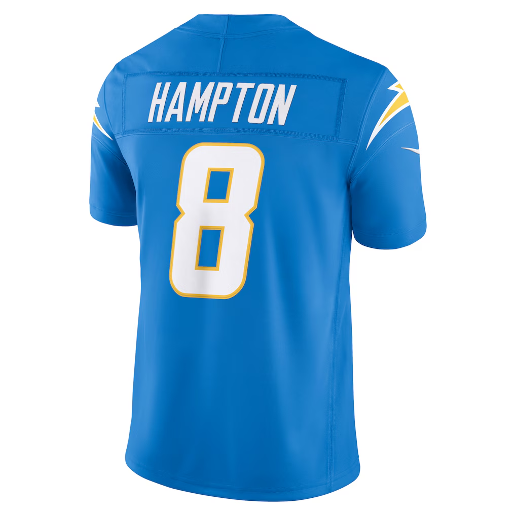 Johmsee LA.Chargers #8 Omarion Hampton Powder Blue Team Vapor F.U.S.E. Stitched Limited Jerseys
