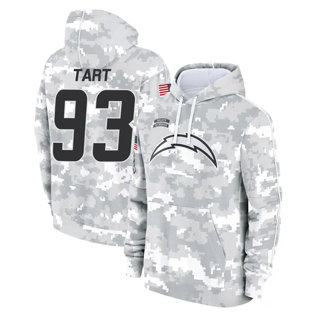 Johmsee LA.Chargers #93 Teair Tart Player Arctic Camo Salute to Service Hoodies Limited Game Stitched Jerseys