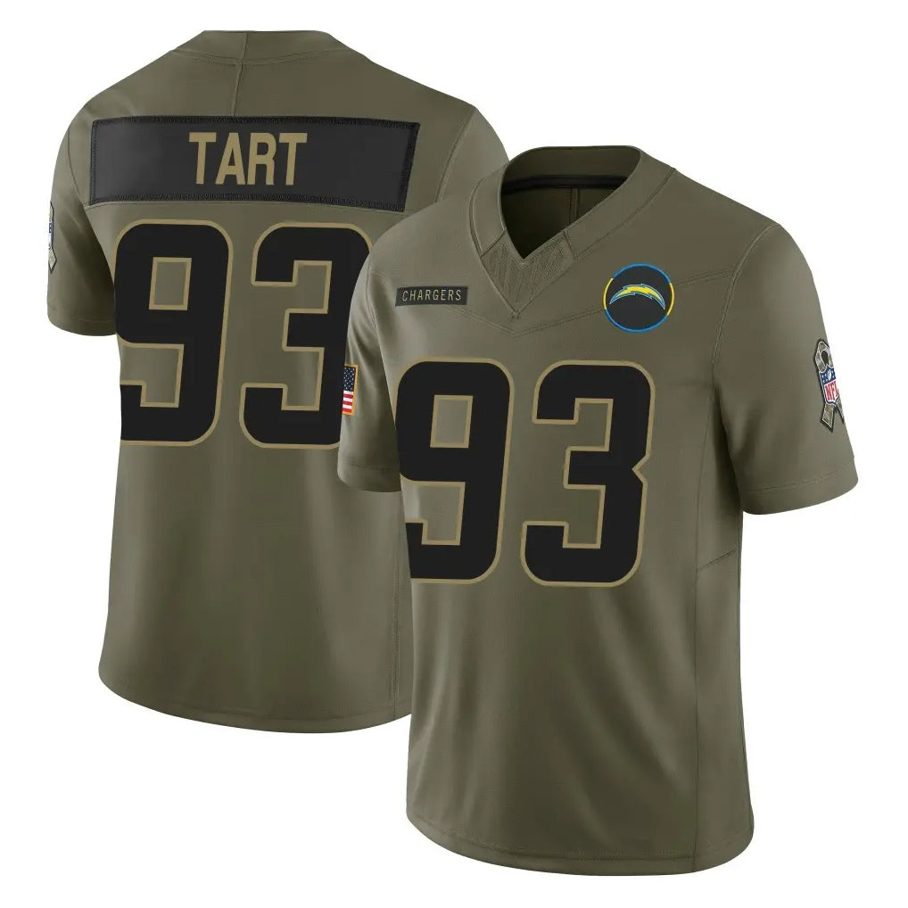 Johmsee LA.Chargers #93 Teair Tart Player Olive 2025 Salute To Service Limited Game Stitched Jerseys