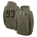 Johmsee LA.Chargers #93 Teair Tart Player Olive Salute to Service Pullover Hoodies Limited Stitched Jerseys