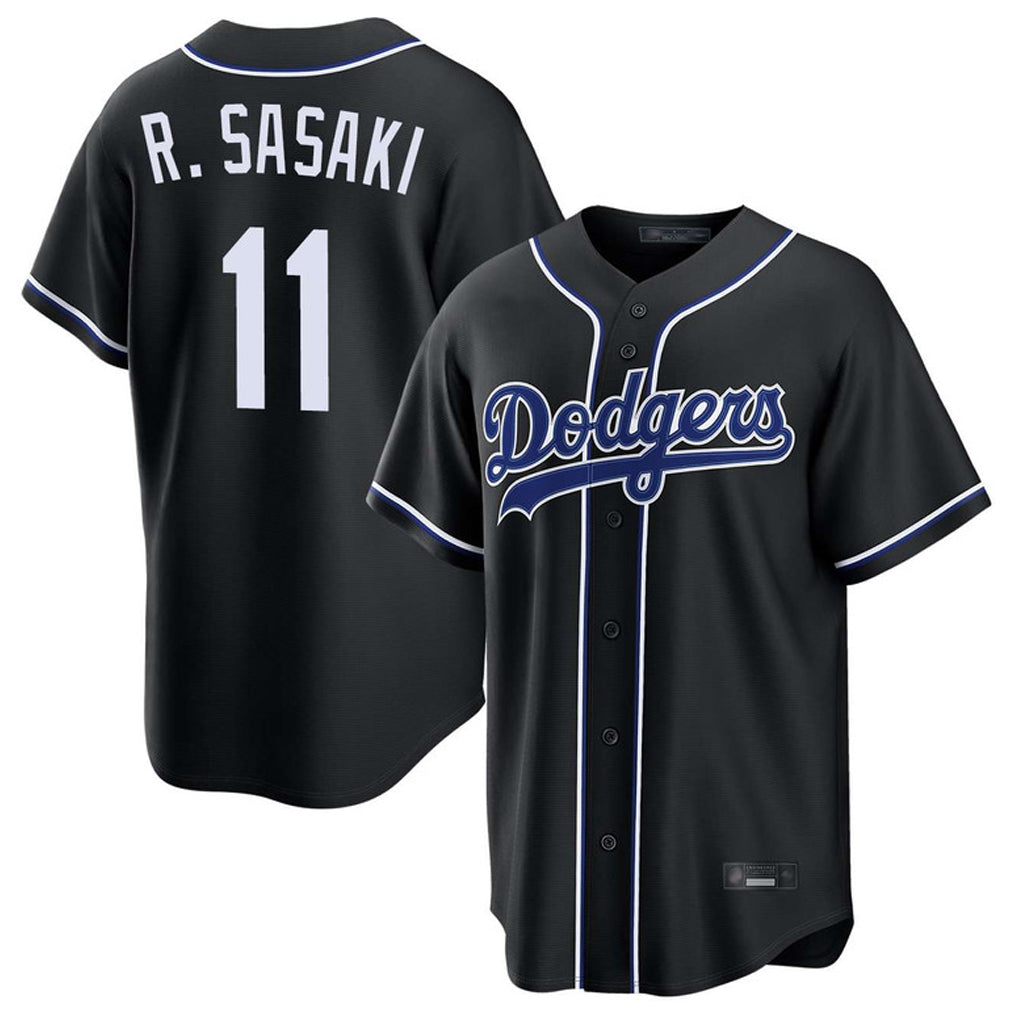 tocy LA.Dodgers #11 Roki Sasaki Player Black Carbon Limited Home Stitched Jerseys