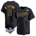 tocy LA.Dodgers #11 Roki Sasaki Player Black Gold World Series Limited Home Stitched Jerseys