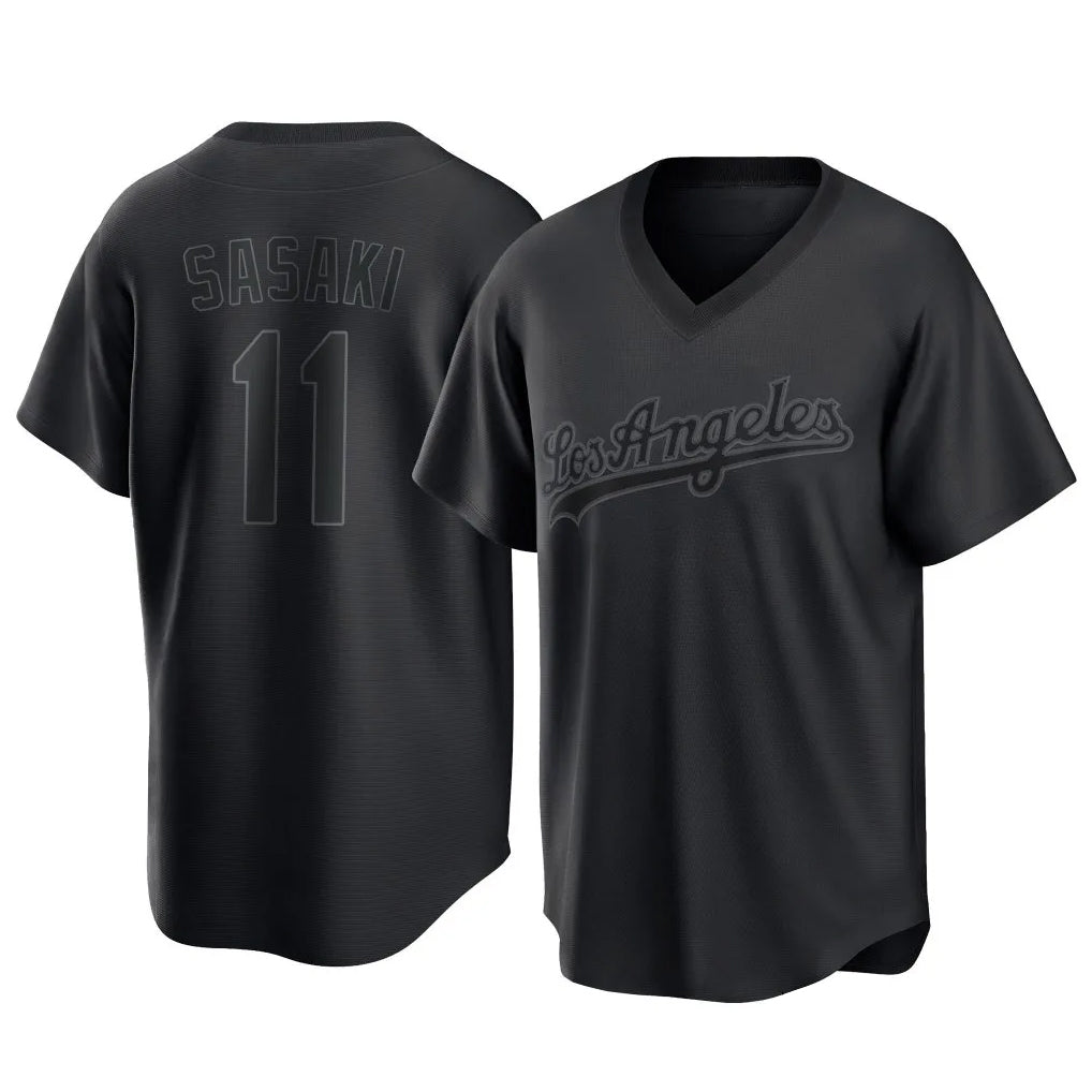 tocy LA.Dodgers #11 Roki Sasaki Player Black Pitch Fashion T-shirt Stitched Jerseys