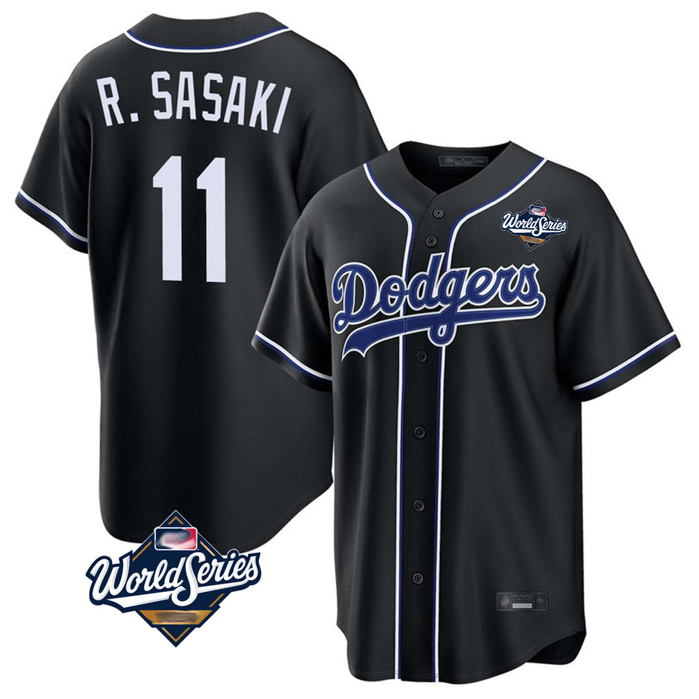 tocy LA.Dodgers #11 Roki Sasaki Player Black World Series Carbon Limited Home Stitched Jerseys