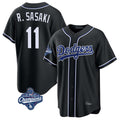 tocy LA.Dodgers #11 Roki Sasaki Player Black World Series Meet Carbon Limited Home Stitched Jerseys