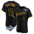 tocy LA.Dodgers #11 Roki Sasaki Player Black World Series Snake Skin City Limited Elite Home Stitched Jerseys