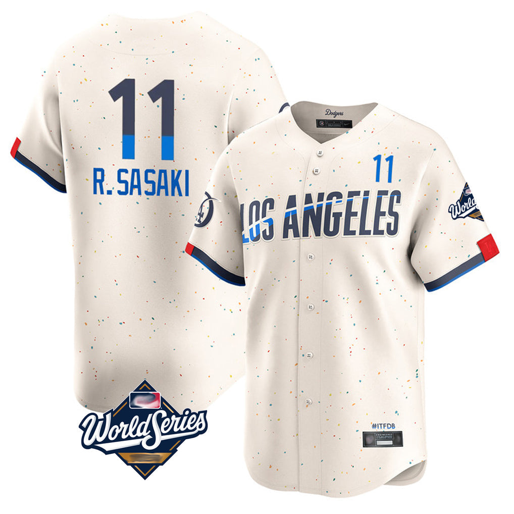 tocy LA.Dodgers #11 Roki Sasaki Player Cream World Series City Connect Limited Home Stitched Jerseys