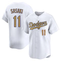 tocy LA.Dodgers #11 Roki Sasaki Player Gold Collection Limited Home Stitched Jerseys