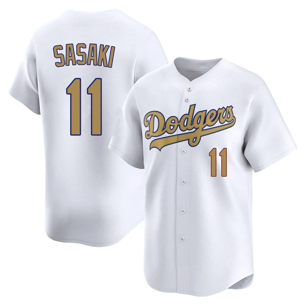tocy LA.Dodgers #11 Roki Sasaki Player Gold Collection Limited Home Stitched Jerseys