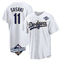 tocy LA.Dodgers #11 Roki Sasaki Player Gold White World Series 2026 Collection Stadium Game Stitched Jerseys