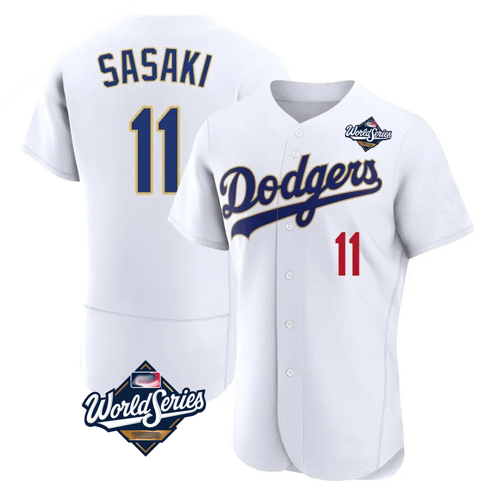 tocy LA.Dodgers #11 Roki Sasaki Player Gold White World Series 2026 Collection Stadium Limited Elite Stitched Jerseys