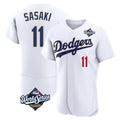 tocy LA.Dodgers #11 Roki Sasaki Player Gold White World Series 2026 Collection Stadium Limited Elite Stitched Jerseys