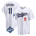 tocy LA.Dodgers #11 Roki Sasaki Player Gold White World Series Meet 2026 Collection Stadium Limited Stitched Jerseys