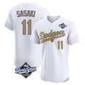 tocy LA.Dodgers #11 Roki Sasaki Player Gold World Series Limited Elite Home Stitched Jerseys