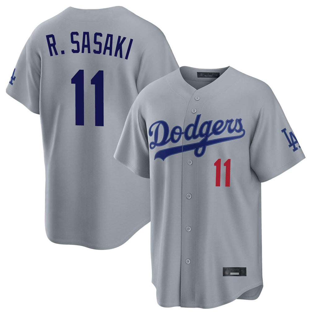 tocy LA.Dodgers #11 Roki Sasaki Player Gray Game Home Stitched Jerseys