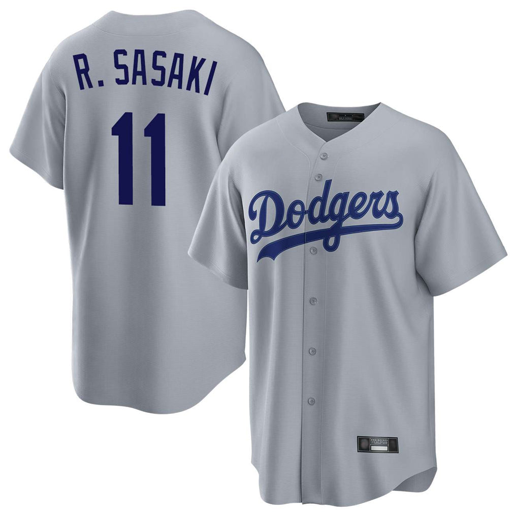 tocy LA.Dodgers #11 Roki Sasaki Player Gray Game Stitched Jerseys