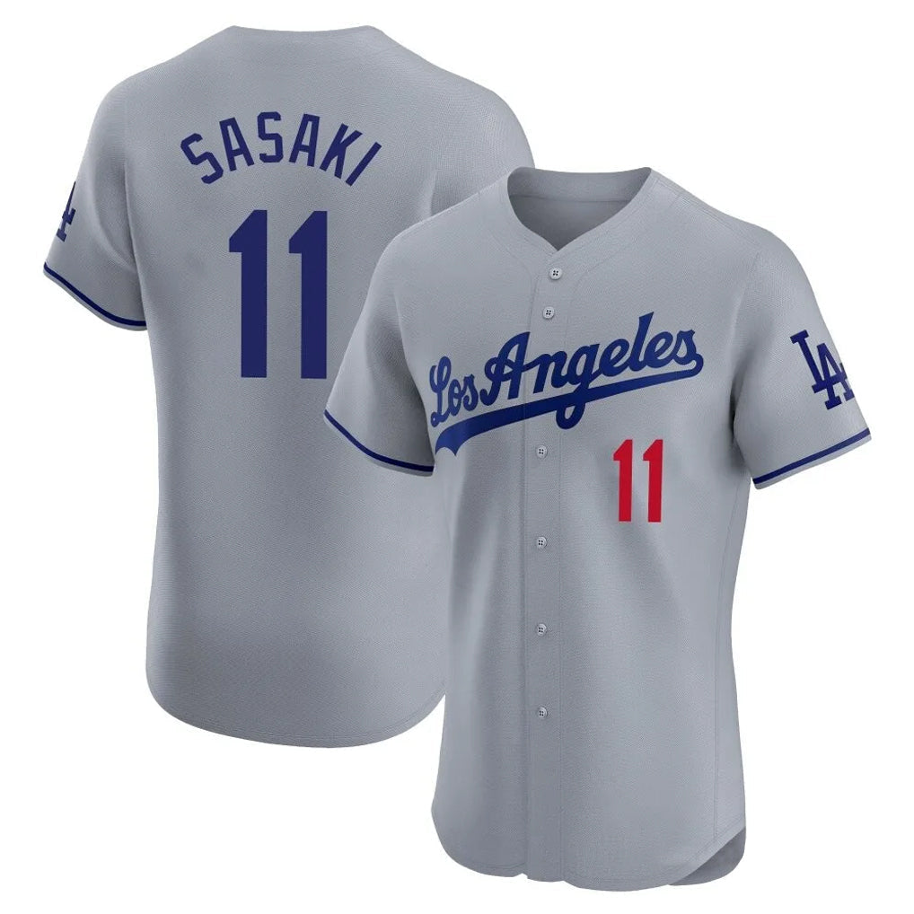 tocy LA.Dodgers #11 Roki Sasaki Player Gray Limited Elite Home Stitched Jerseys