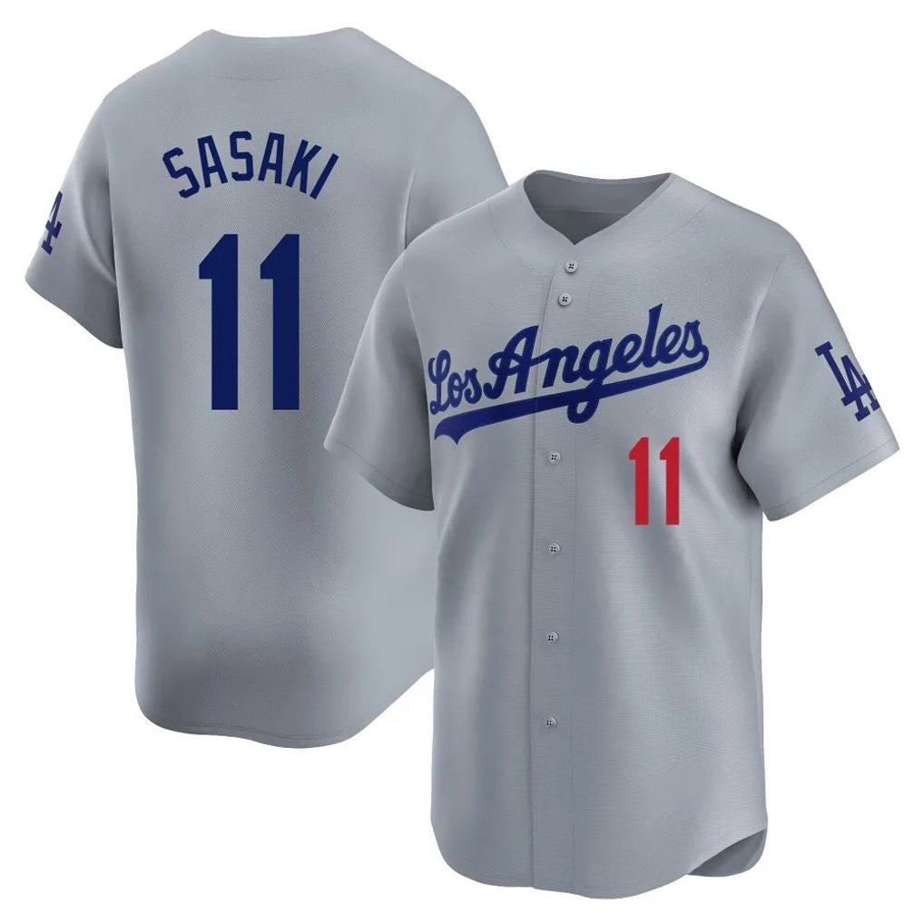 tocy LA.Dodgers #11 Roki Sasaki Player Gray Limited Home Stitched Jerseys