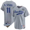 tocy LA.Dodgers #11 Roki Sasaki Player Gray World Series Game Limited Home Stitched Jerseys
