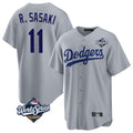 tocy LA.Dodgers #11 Roki Sasaki Player Gray World Series Game Stitched Jerseys