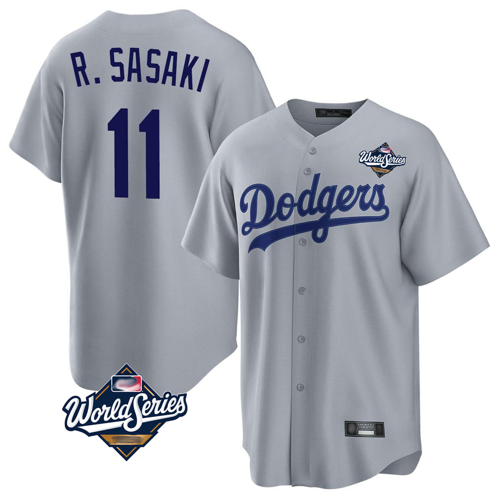 tocy LA.Dodgers #11 Roki Sasaki Player Gray World Series Game Stitched Jerseys