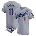 tocy LA.Dodgers #11 Roki Sasaki Player Gray World Series Limited Elite Home Stitched Jerseys
