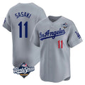 tocy LA.Dodgers #11 Roki Sasaki Player Gray World Series Limited Home Stitched Jerseys