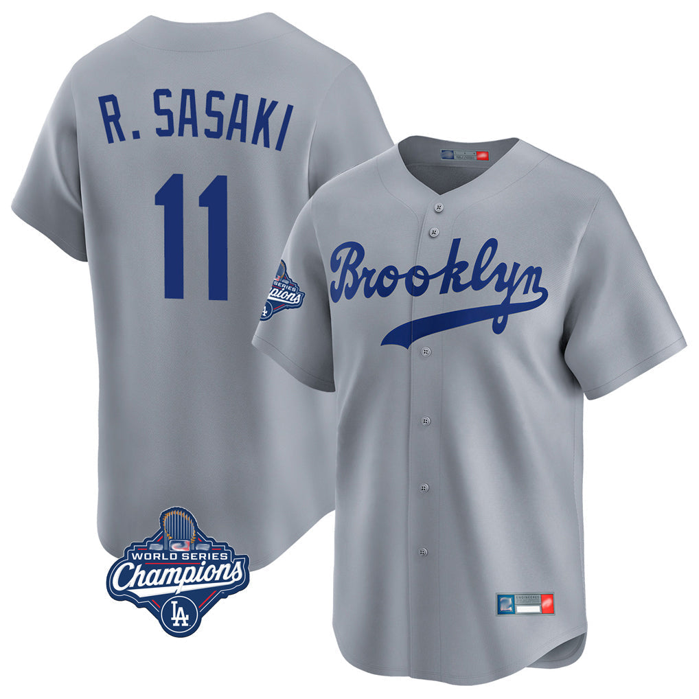 tocy LA.Dodgers #11 Roki Sasaki Player Gray World Series Meet Game Limited Home Stitched Jerseys