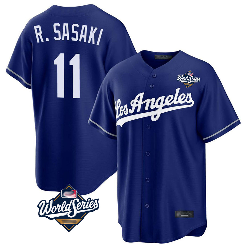 tocy LA.Dodgers #11 Roki Sasaki Player Royal World Series Game Stitched Jerseys