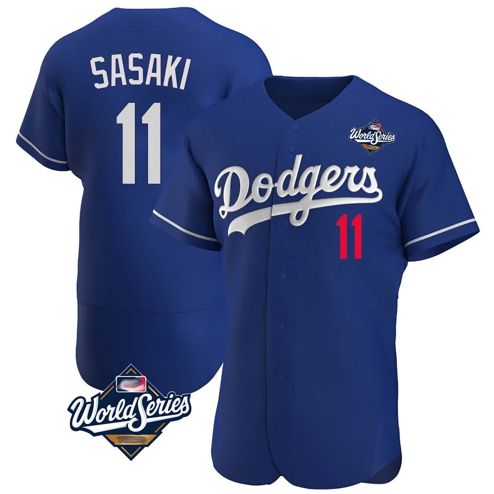 tocy LA.Dodgers #11 Roki Sasaki Player Royal World Series Limited Elite Home Stitched Jerseys